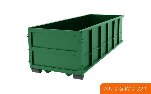 our 20 yard dumpsters have a weight limit of approximately 10,000 pounds, or 5 tons